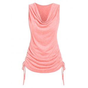 

Cowl Neck Cinched Ruched Tank Top, Light pink