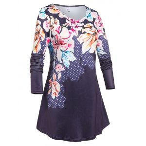 

Plus Size Floral Print Tunic T-shirt, Concord