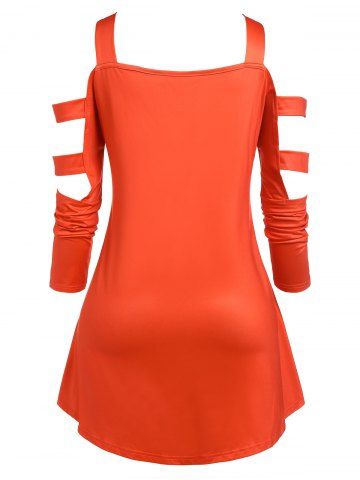Plus Size Ladder Cutout Cold Shoulder Halloween T-shirt