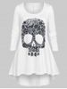 Plus Size Halloween Skull Print High Low T-shirt -  