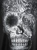T-shirt D'Halloween Mouchoir à Imprimé Crâne à Epaule Dénudée de Grande Taille - Noir 1X