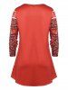 Plus Size Paisley Print Colorblock V Neck T Shirt -  