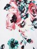 Plus Size Flower Print O Ring Mock Button T Shirt -  