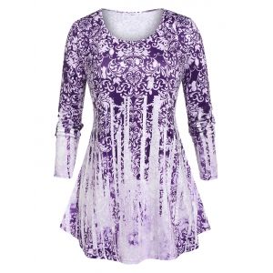 

Plus Size Tribal Print Swing T-shirt, Purple