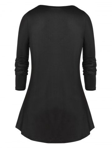 Plus Size Gothic Cross Cut Out Butterfly Floral T Shirt