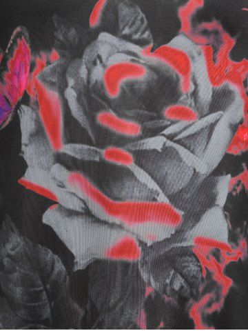 Plus Size Gothic Cross Cut Out Butterfly Floral T Shirt