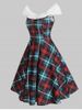 Off Shoulder Plaid Knotted Knee Length Dress -  
