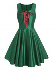 Princess Seam Contrast Lace Up Dress -  