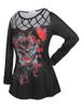 Plus Size Gothic Cross Cut Out Butterfly Floral T Shirt -  