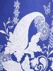 T-shirt Découpé à Imprimé Fleur Anneau en O de Grande Taille - Bleu L