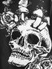 T-shirt Irrégulier à Imprimé Crâne et Papillon de Grande Taille - Noir 5X
