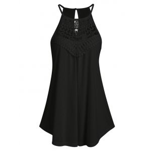 

Cut Out Lace Insert Cami Top, Black