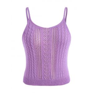 

Plus Size Openwork Cable Knit Cami Top, Light purple