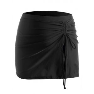 

Plus Size Cinched Slit Swim Skort, Black