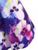 Plus Size Flower Watercolor Tie Dye Cold Shoulder Tee -  