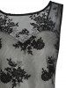 Flower Patterned Lace Overlay Belted Dip Hem Dress -  