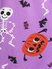 Plus Size Pumpkin Skeleton Print Lace Up Halloween Dress -  
