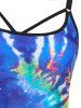 Plus Size Tie Dye Crisscross Cutout Tankini Swimwear -  