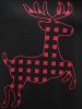Plus Size Elk Checked Print Raglan Sleeve T Shirt -  