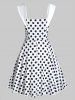 Mock Button Polka Dot Sweetheart Dress -  