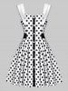 Mock Button Polka Dot Sweetheart Dress -  