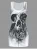 Skull and Flower Print Tank Top -  