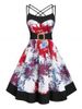 Plus Size 50s Style Tie Dye Midi Flare Dress -  
