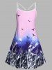 Plus Size Ombre Bird Print O Ring Cutout Dress -  