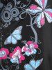 T-shirt à Imprimé Chaîne Papillon à Epaule Ouverte de Grande Taille - Noir 5X