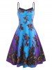 3D Print Lace Insert Ombre Dress with O Ring T Shirt -  
