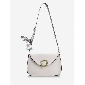 

Irregular Metal Embellished Scarf Shoulder Bag, White