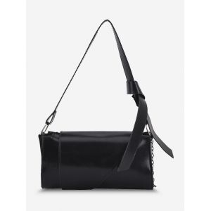 

Chain Zip Solid Crossbody Bag, Black