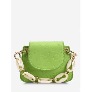 

Chains Embossed Pattern Mini Crossbody Bag, Green