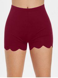High Waisted Scalloped Skinny Mini Shorts -  