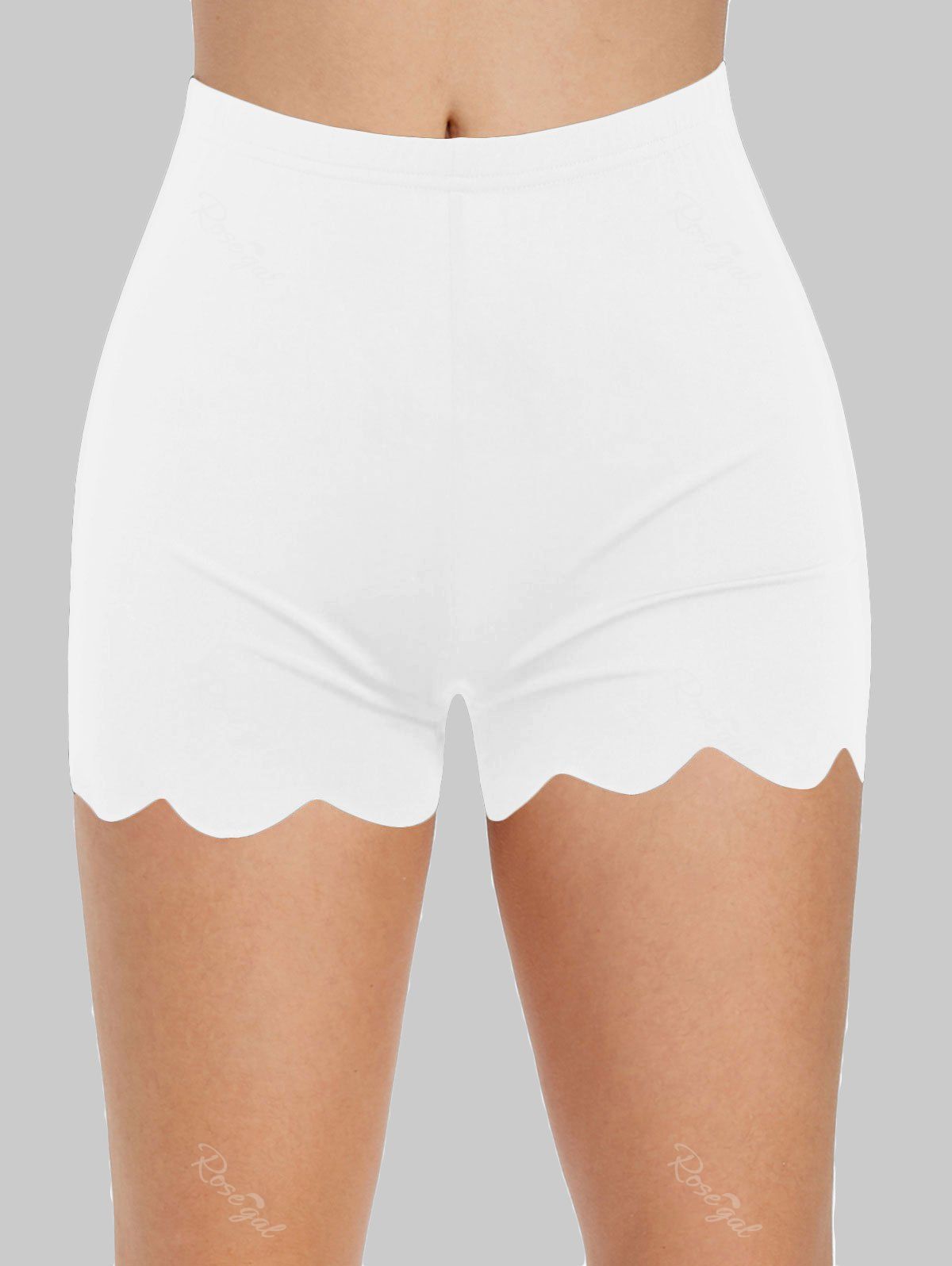 Online High Waisted Scalloped Skinny Mini Shorts  