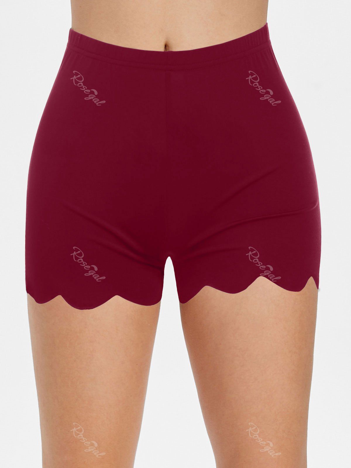 Sale High Waisted Scalloped Skinny Mini Shorts  