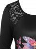 Plus Size Rose Butterfly Print Graphic Tunic T-shirt -  