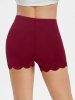 High Waisted Scalloped Skinny Mini Shorts -  