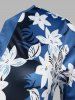 T-Shirt à Imprimé Floral Deux-Tons Grande Taille - Bleu 5X