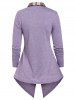 Plaid Print Knot Front Faux Twinset T-shirt -  