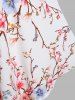 Plus Size Floral Print Lace-up Twofer T-shirt -  
