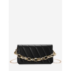 

Rectangle Quilted Chains Shoulder Bag, Black