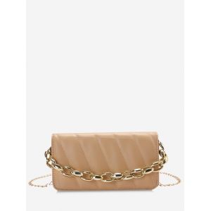 

Rectangle Quilted Chains Shoulder Bag, Light khaki