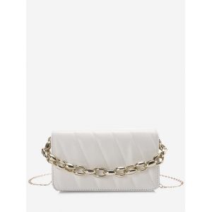 

Rectangle Quilted Chains Shoulder Bag, White