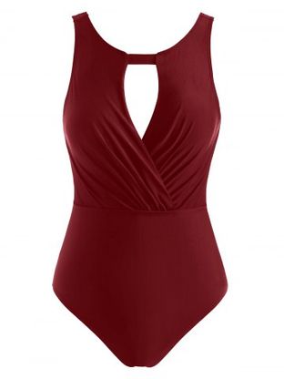 Ruched Hollow Out Open Back One-piece Swimsuit
