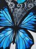 Lace Insert Flower Butterfly Print Tank Top -  