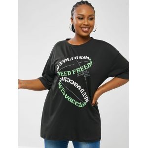 

Contrast Letter Graphic Plus Size Oversized Tee, Black