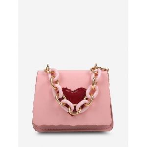 

Heart Flap Chain Crossbody Bag, Pink