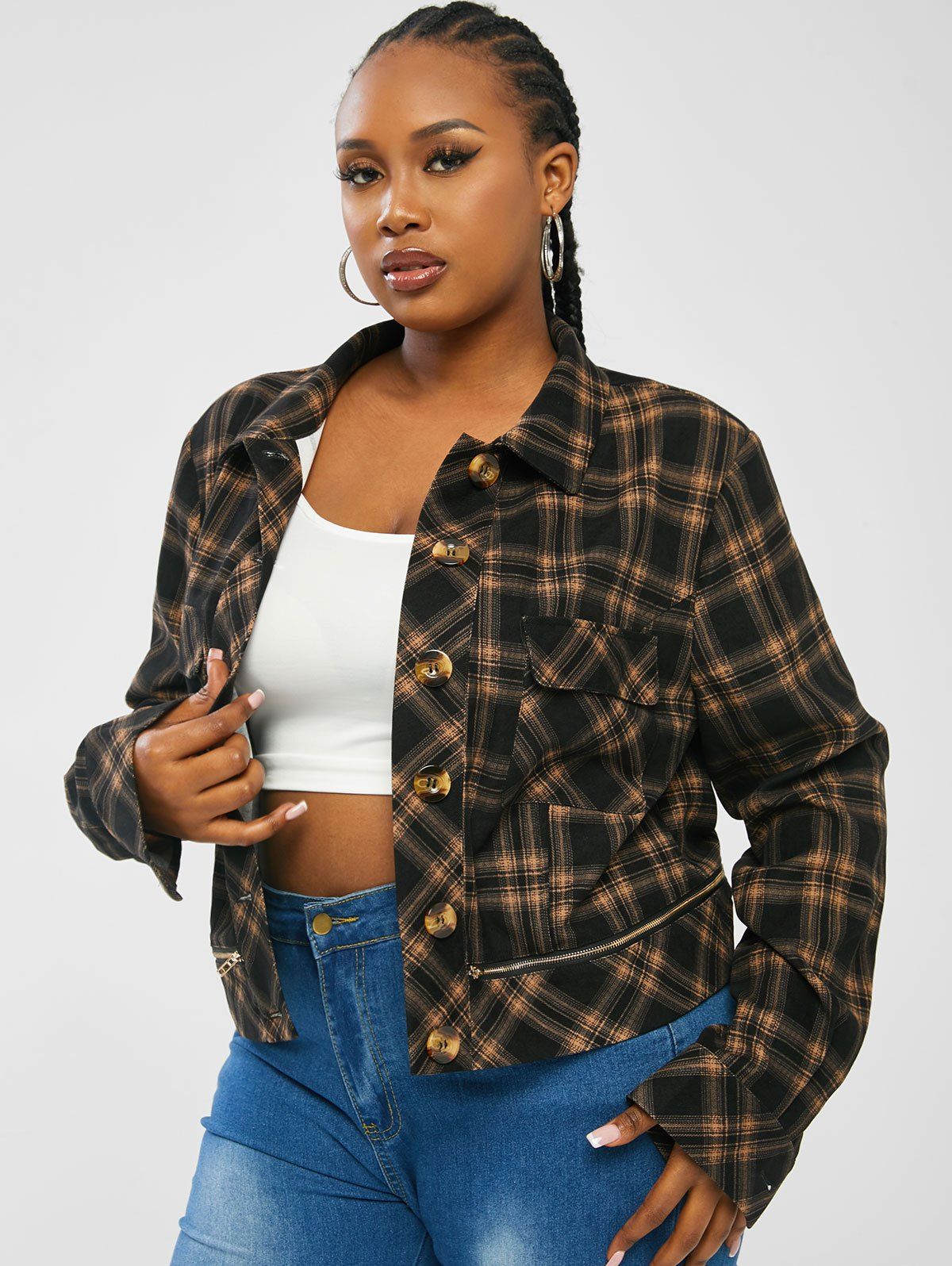 plus size plaid jacket