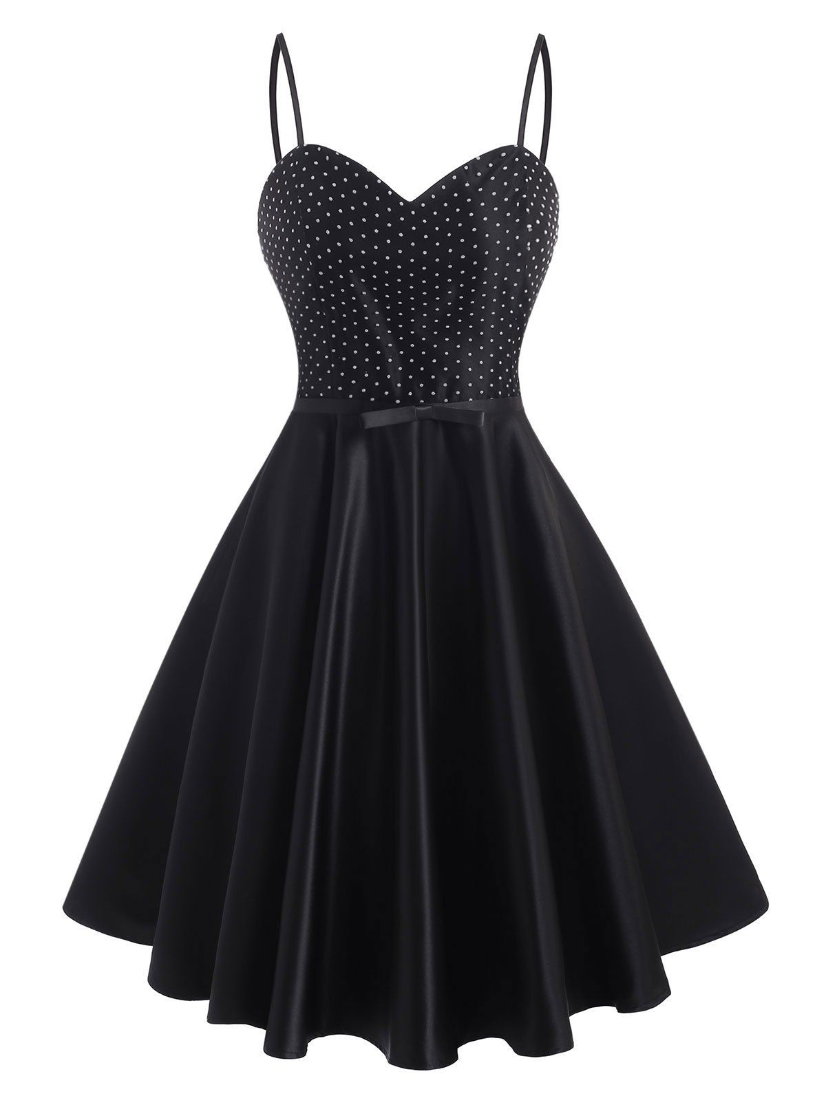 Online Mesh Swiss Dot Fit and Flare Retro Dress  